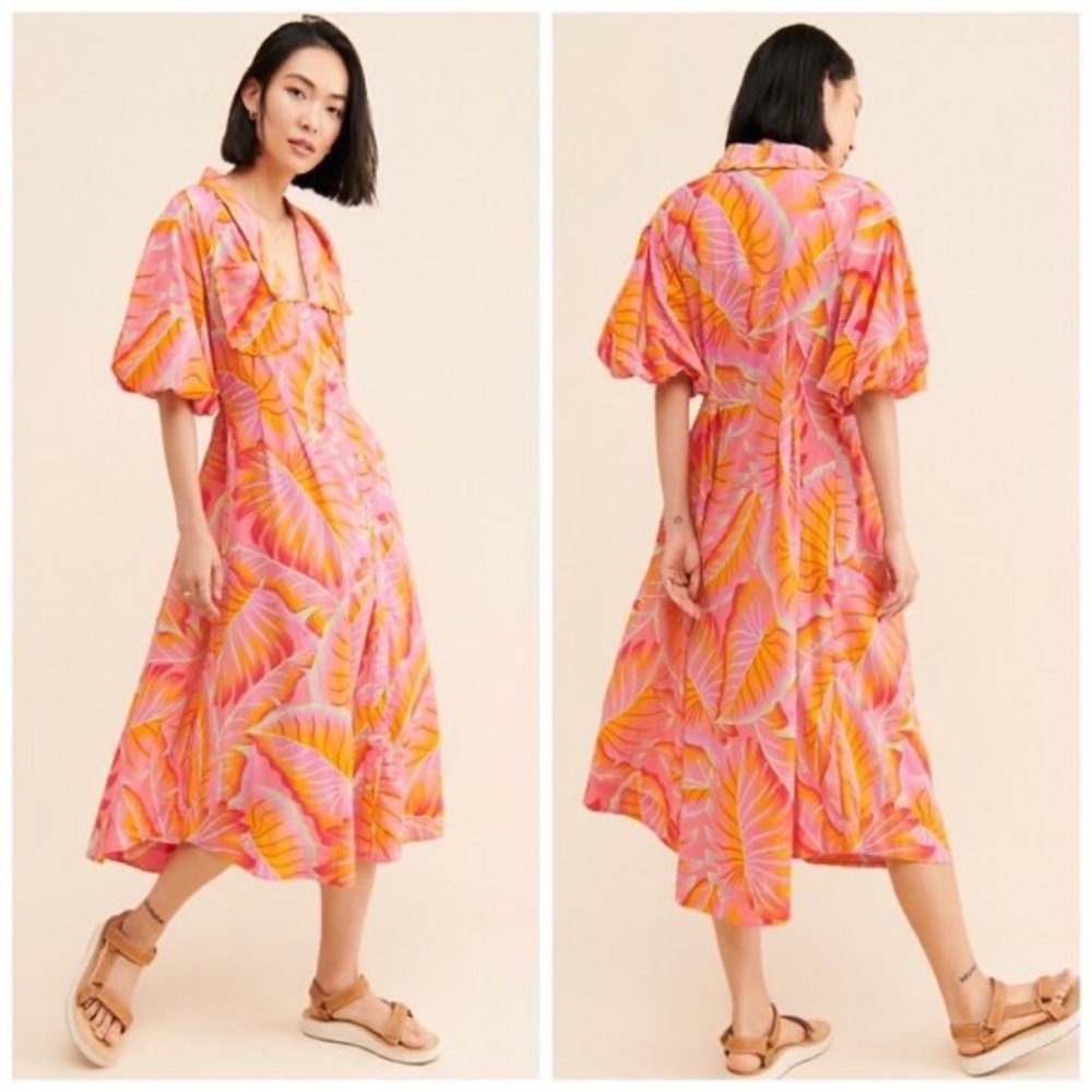 Farm rio bright forest midi dress size xs